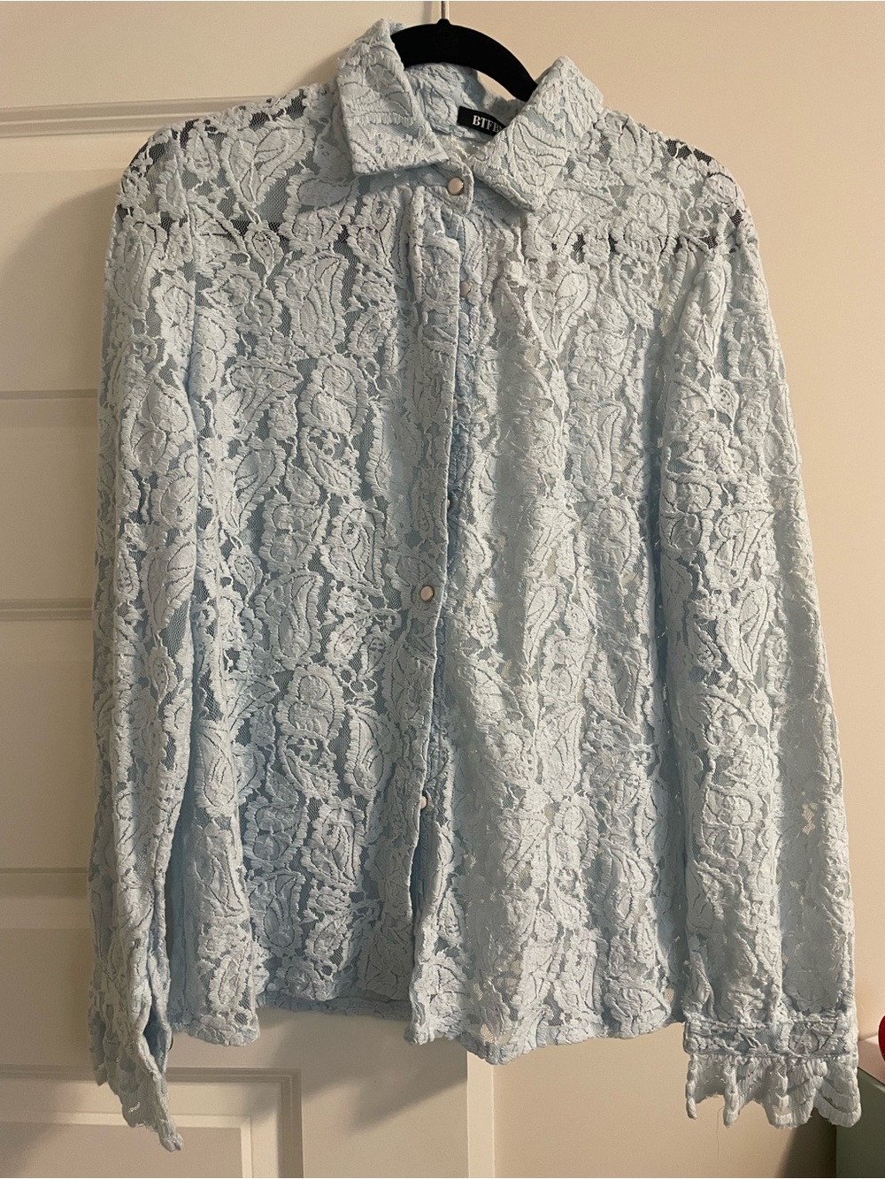 BTFX Pale Blue Lace Button-Down Shirt